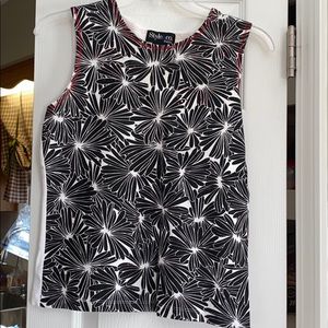 Black/white w/red accents tank top